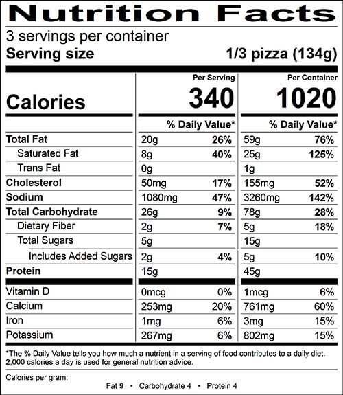 Siciliana Pizza Nutrition Facts - Eat This Much